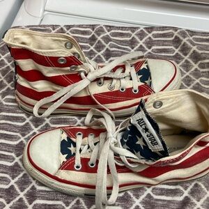 Cool pair of patriotic Converse high tops!